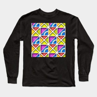 3d Geometric Pattern, Triangular Motifs Long Sleeve T-Shirt